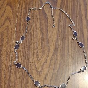 Vintage Gold-Tone Necklace with Brown Oval Links